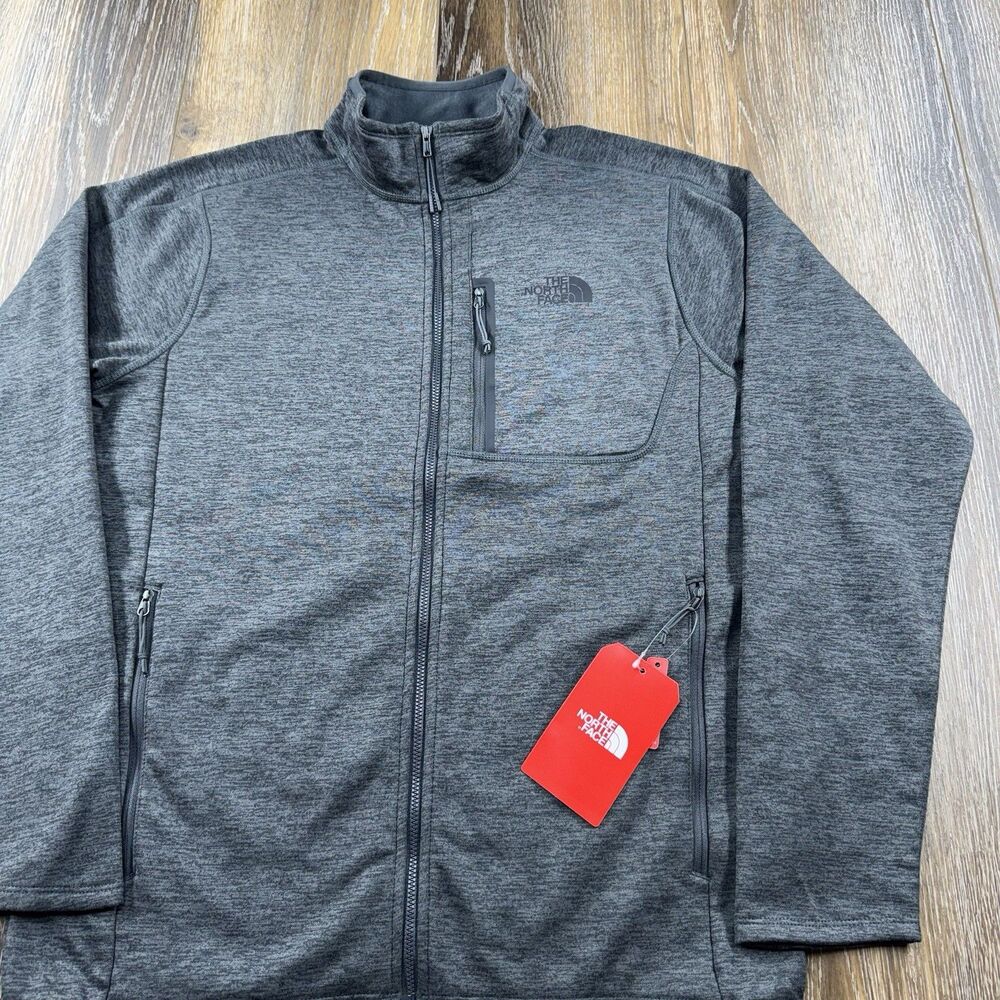 The North Face Jacket Mens M Gray Zip Up Polyester Sweatshirt Hiking Camping NWT